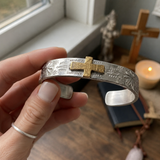 Stainless Steel Two-Tone Cross Cuff Bracelet – Christian Faith Jewelry
