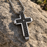 Hammered Two-Tone Stainless Steel Cross Necklace – Strength, Faith & Rugged Elegance