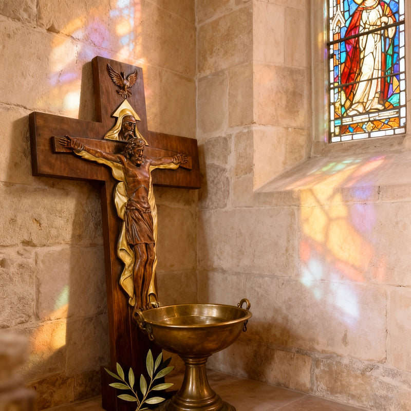 Bgcopper Holy Trinity Crucifix Wood Decor