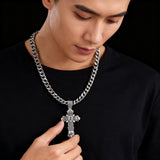 Gold-Plated Copper Crucifix Pendant with Jesus Christ and Religious Figures