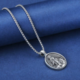 Pure Tin St. Rochus Medallion Necklace，The patron saint of dogs, plagues,bachelors, sick cows, the disabled,  surgeons,pilgrims,   falsely accused people,pharmacists.