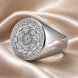 Vintage Titanium Seven Archangel Signet Ring - Amulet Against Evil Eyes, Curses, Spells