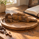 Hand-Carved Sleeping Saint Joseph Wooden Statue – Catholic Religious Home Decor, Prayer & Faith Gift
