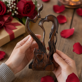 Hand-Carved Christian Love Sculpture – Wooden Couple Statue for Wedding & Anniversary Gift