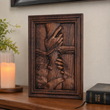 God's Redeeming Hand Beech Wood Carving Wall Decoration - side view