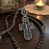 Orthodox S925K Silver Double-Sided Engraved Jesus Christ Crucified and Saints Orthodox Necklace