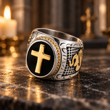 Vintage Praying Cross Ring- Stainless Steel Religious Gift