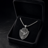 Saint Michael Shield Pendant Necklace – Pure Tin Protection Medal