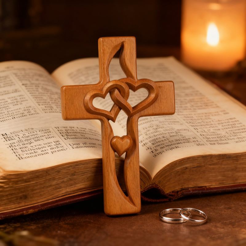 50% Off Today!Interwoven Hearts Wood Cross - A God-Centered Symbol