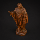 Hand Carved Sacred Heart of Jesus Virgin Mary Wooden Tabletop Ornament