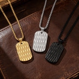 Diamond-Cut Textured Military Dog Tag Pendant Necklace
