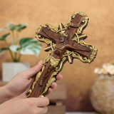 Hand-Carved White Ash Wood Cross - Sacred Christian Home Altar Decor for Christmas & Spiritual Gifting