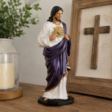 Handcrafted and Hand-Painted Beechwood Desktop Ornament: Sacred Heart of Jesus