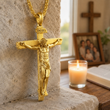 S925K Sandblasted Silver Jesus Crucifix Pendant