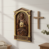 Sacred Heart of Jesus Hand-Carved Beechwood Relief - Divine Mercy Home Altar Decor