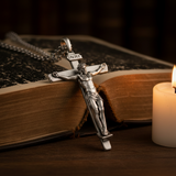 S925K Sandblasted Silver Jesus Crucifix Pendant