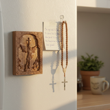 Archangel Michael Hand-Carved Wood Refrigerator Magnet | 4 Sacred Wood Tones