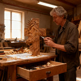 Handcrafted Beechwood Cross: Jesus with the Crown of Thorns