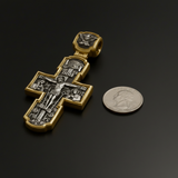 Orthodox S925K Silver Double-Sided Engraved Jesus Christ Crucified and Saints Orthodox Necklace