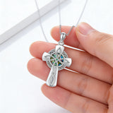 Celtic Knot Abalone Cross Necklace – Heritage & Faith Woven Together