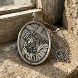 S925 Jesus Carrying the Cross Sacred Heart Pendant Necklace