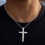 Twisted Hammered Textured Cross Pendant Necklace
