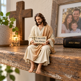 I Am with You Always Seated Jesus Figurine – Christian Faith Reminder Decor