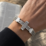 Men’s Stainless Steel Cross Chain Bracelet – Bold Christian Faith & Strength Jewelry