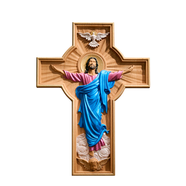 Bgcopper October New Release: Hand-Carved Painted Wood Cross — The Ascension of Christ
