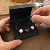 Sports Faith Baseball Bead Cross Adjustable Braided Bracelet