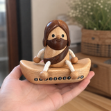 Handcrafted Jesus Car Display Number Plate Ornament, Made from Walnut and Beech Wood