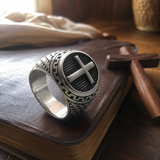 Vintage Cross Signet Ring, Religious Faith Men’s Ring