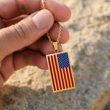 🇺🇸 American Flag Dog Tag Pendant Necklace