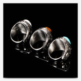 Stainless Steel Personalized Vintage Court Turquoise Titanium Ring