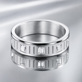 Hand-Set Emerald CZ Spinner Ring – Luxury Rotatable Stainless Steel Band - craftsmanship detail