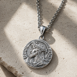 Jesus Thorn Crown Coin Necklace, 316L Titanium Steel Men Pendant