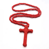 8mm Wooden Bead Rosary Necklace | Catholic Devotional Jewelry