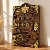 "I Can Do All Things" Wood Carving - Sacred Heart & Empty Tomb Scripture Decor - A Gift of Strength & Faith for Christian home...