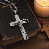 Stainless Steel Cross Pendant with Scripture – Comes with a 24-inch chain