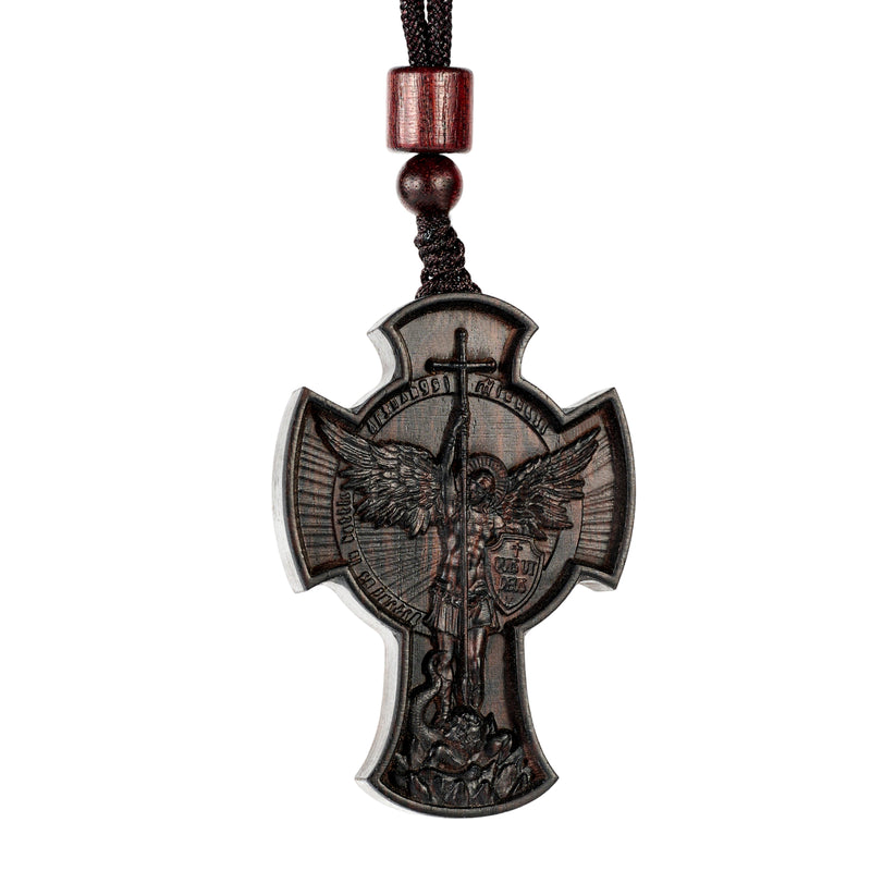 Black Purple Sandalwood St. Michael Pendant