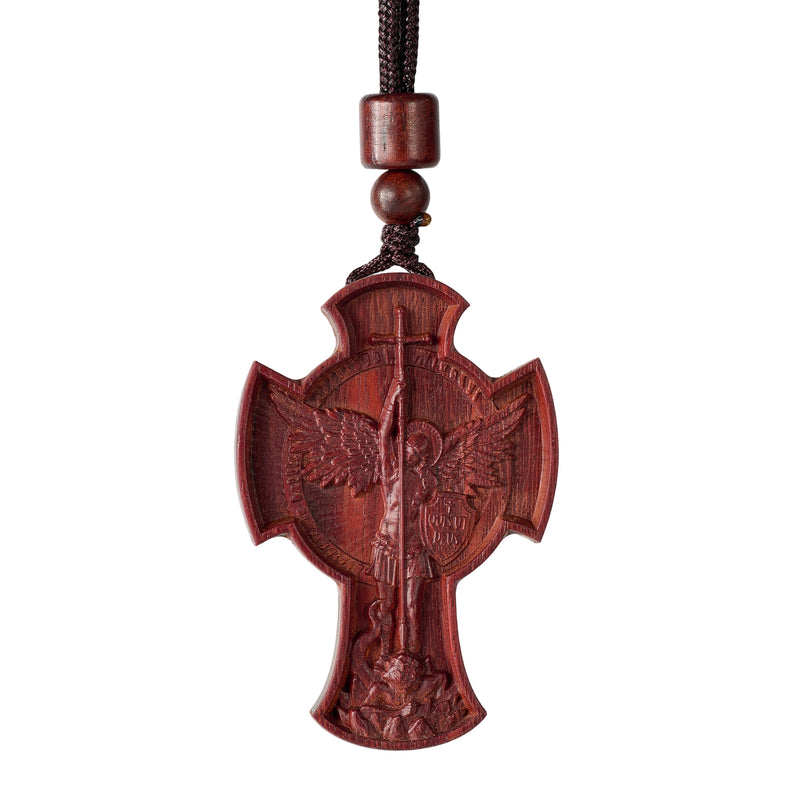 Red Purple Sandalwood St. Michael Pendant
