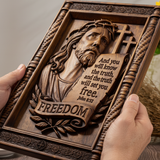 John 8:32 "The Truth Shall Set You Free" - Hand-Carved 3D Jesus Christ Plaque