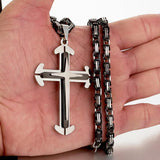 Stainless Steel Cross Byzantine Chain Pendant Necklace