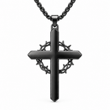 Crown of Thorns Turquoise Cross Necklace – Christian Faith Pendant with 24″ Chain