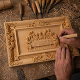 Hand-Carved Boxwood Last Supper Wall Art – Jesus & 12 Apostles Christian Relief Sculpture
