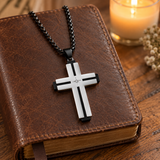 Layered Cross Necklace – Titanium Steel Christian Pendant