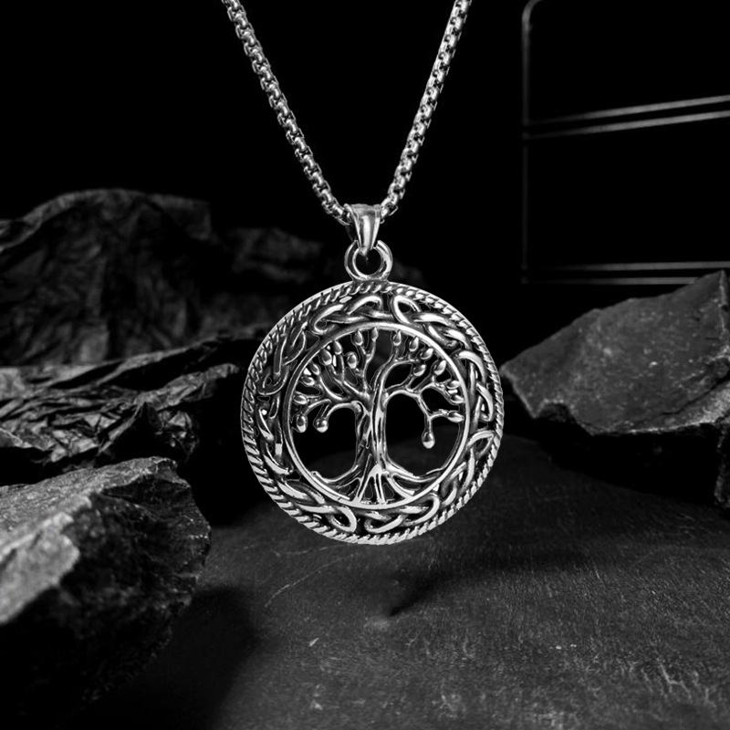 Baum des Lebens Halskette Anhänger Edelstahl Schutz Lucky Talisman Keltischer Schmuck für Männer Frauen