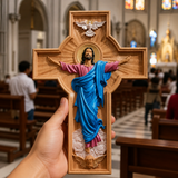 October New Release: Hand-Carved Painted Wood Cross — The Ascension of Christ