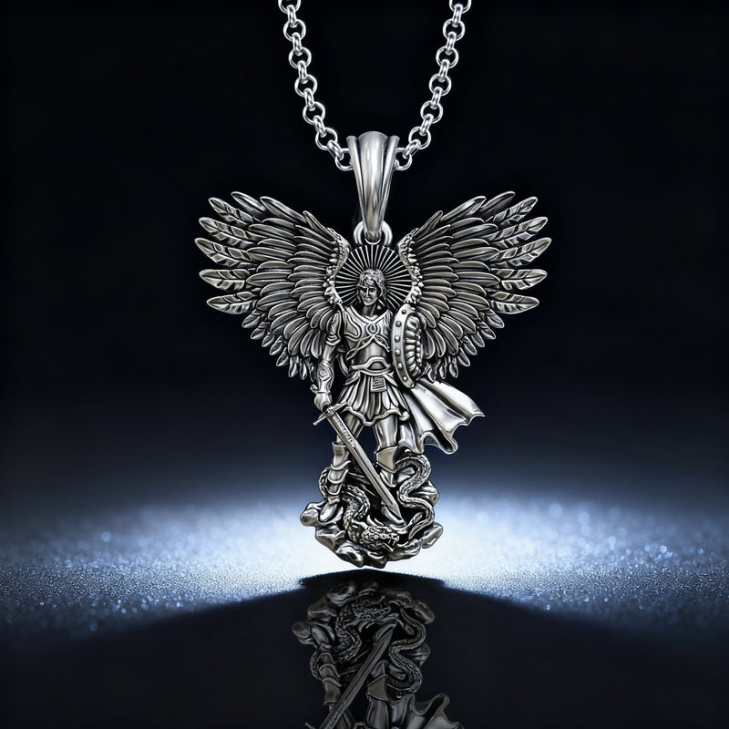 S925K Silver Saint Michael Pendant: Courage in the Heart