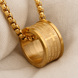 Lord’s Prayer Ring Loop Pendant Necklace